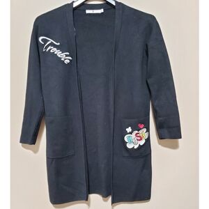 E&JOY Black Embroidered Women's Cardigan